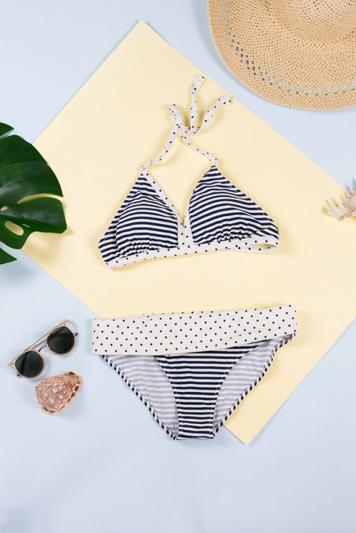 Maternity tankini and bikini stripes