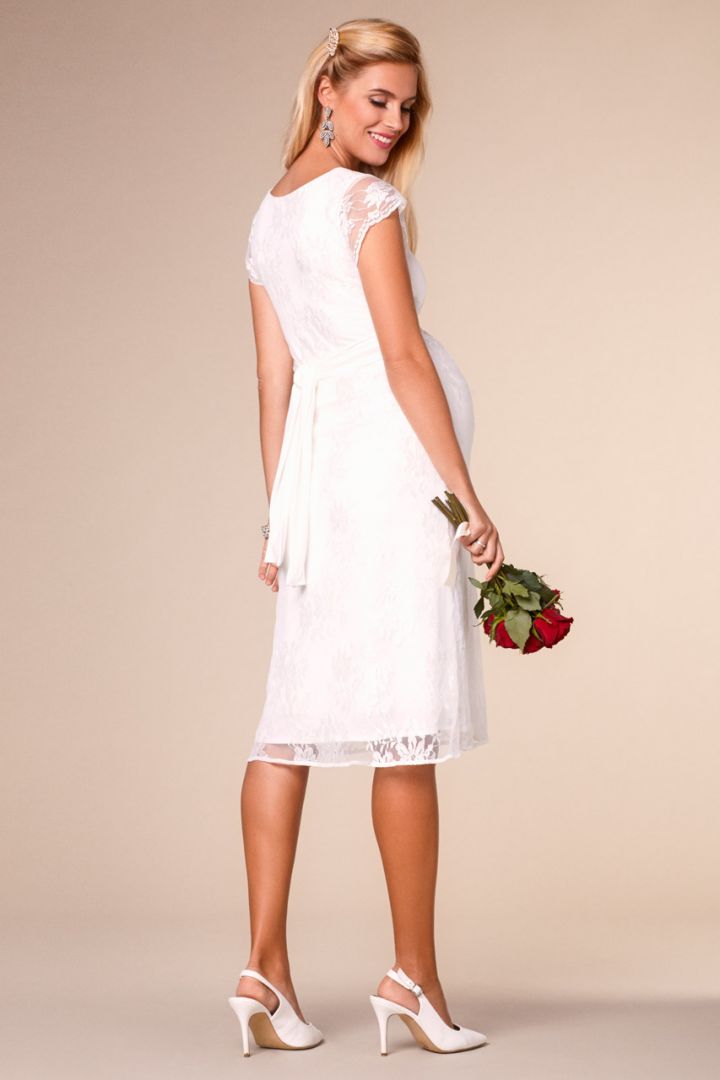 Spitzen Umstands- und Stillbrautkleid mit Schärpe