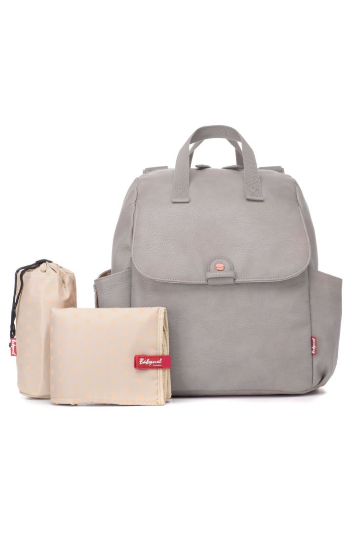 Wickelrucksack aus veganem Kunstleder grau