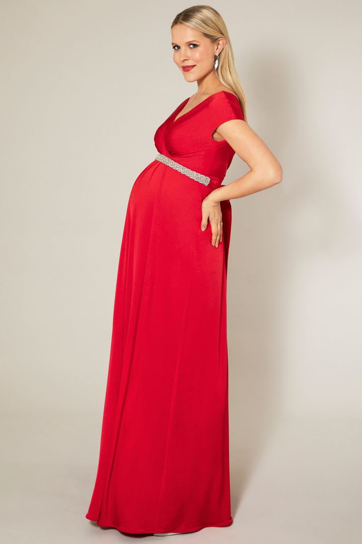 Festive maternity and nursing dress red