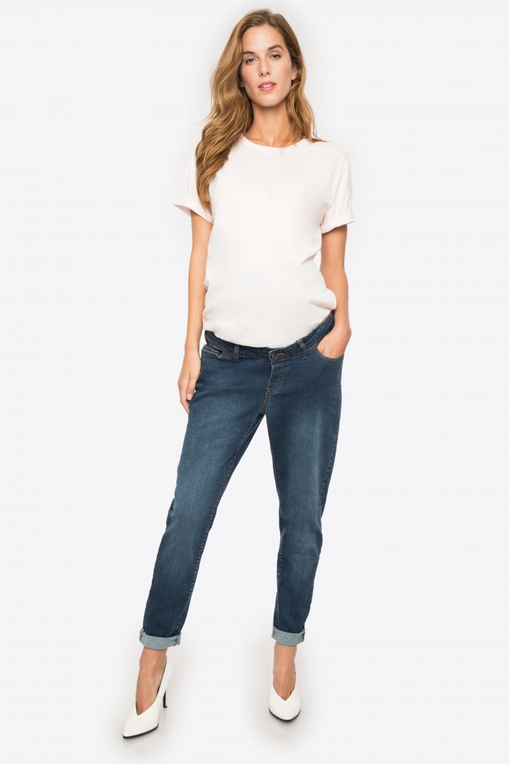 Boyfriend Umstandsjeans mit abnehmbarem Bauchband