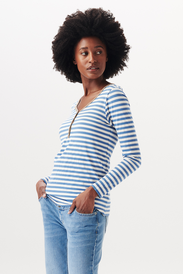 Maternity and Nursing Shirt with Button Placket