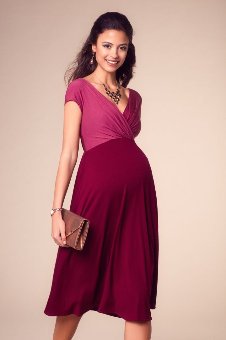 Maternity Dress with Cache Coeur Neckline berry