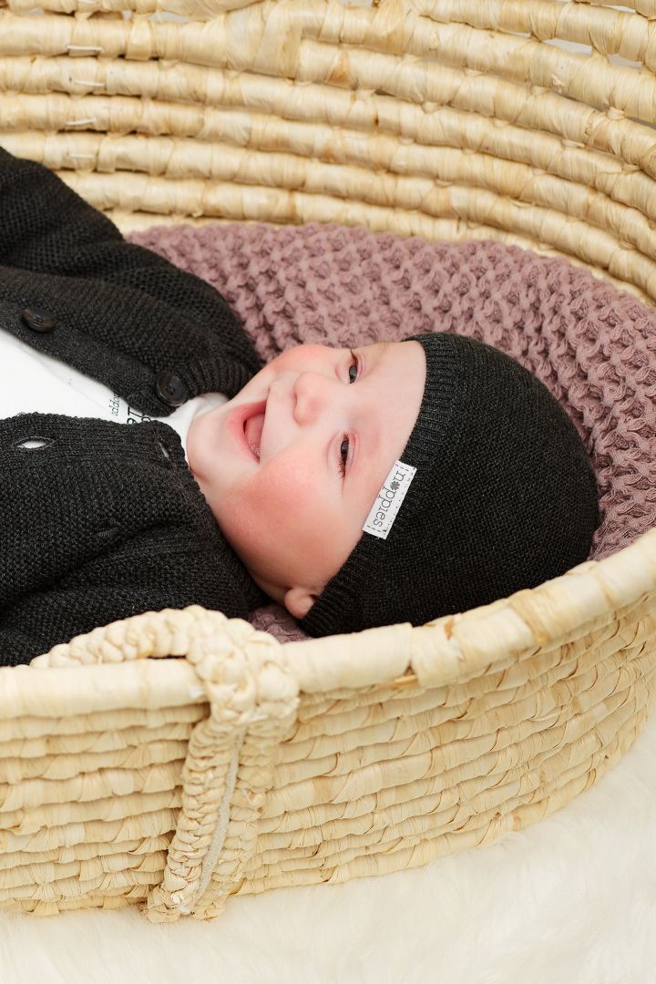 Organic Baby-Strickmütze grau