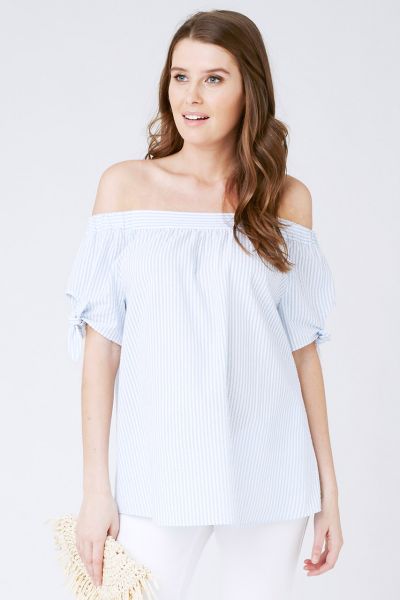 Cold Shoulder Umstandsbluse aus Seersucker