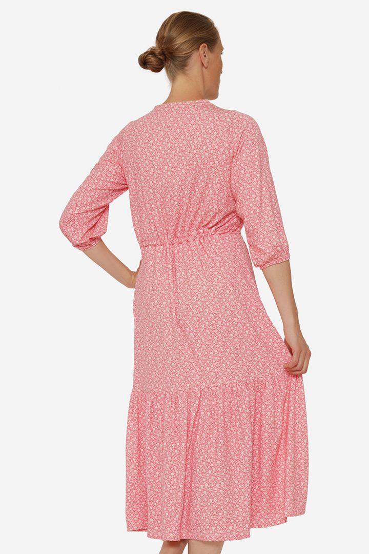 Organic Umstands- und Stillkleid mit Blumen Print rot