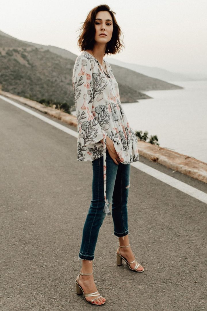 Umstands- und Stilltunika mit Korallen Print