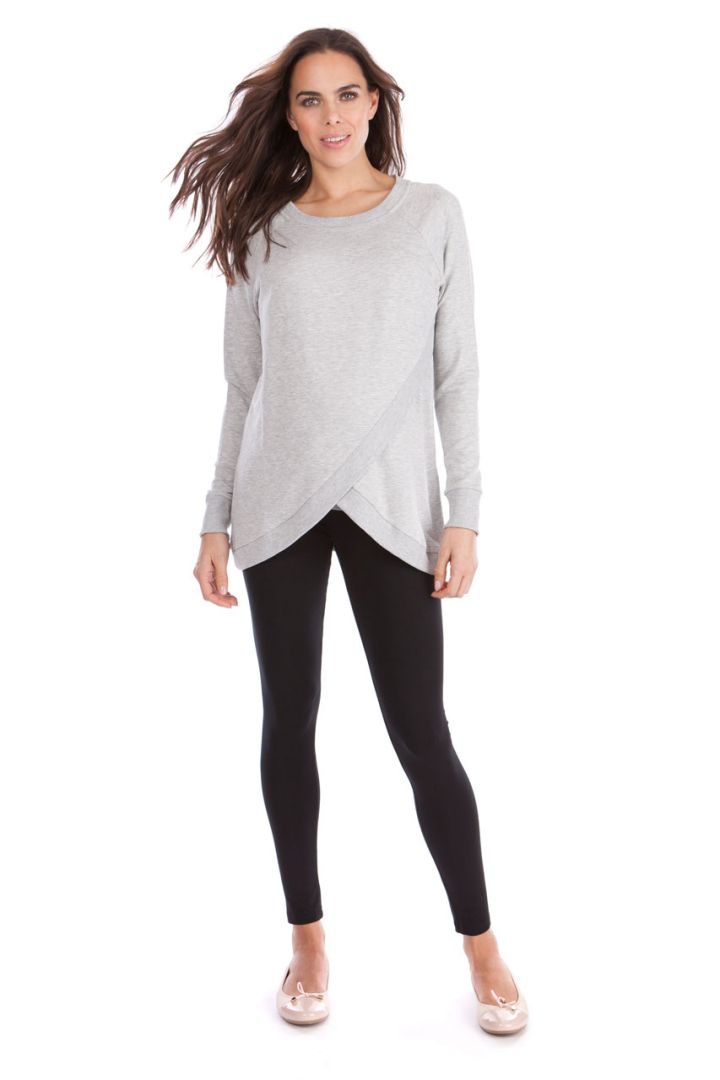 Crossover Nursing Sweater Grey Marl