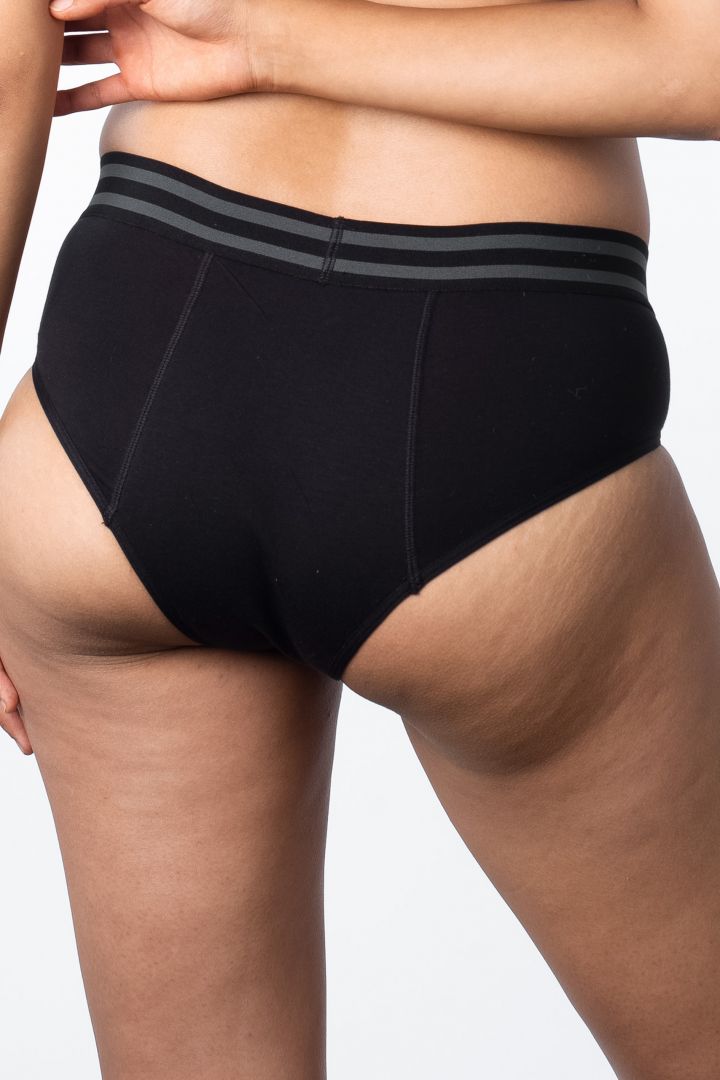 Baumwoll Taillen-Slip mit Auslaufschutz schwarz