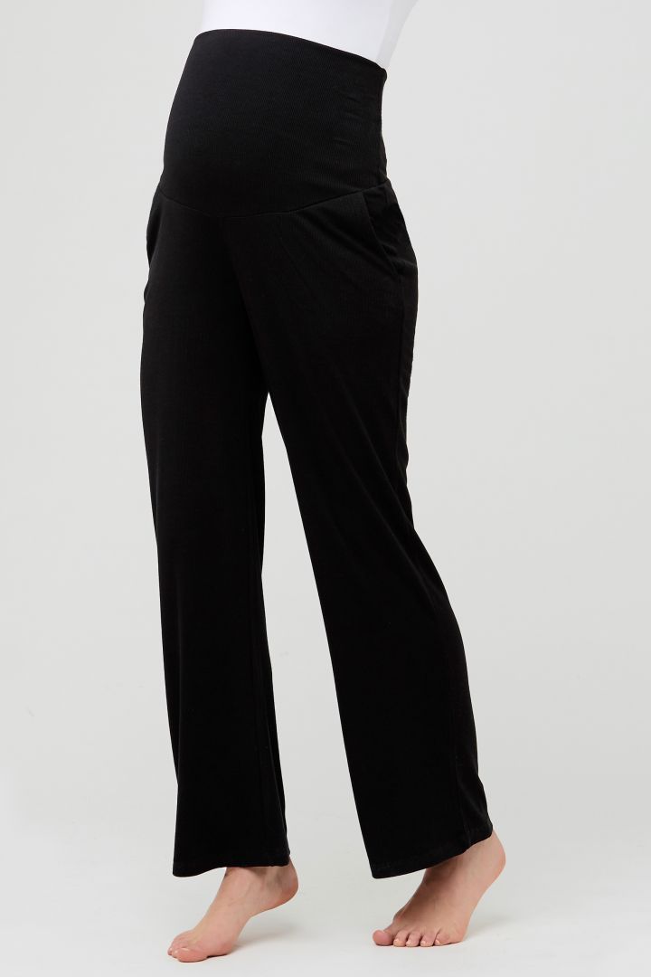 Ripp Lounge und Pyjama Umstandshose schwarz