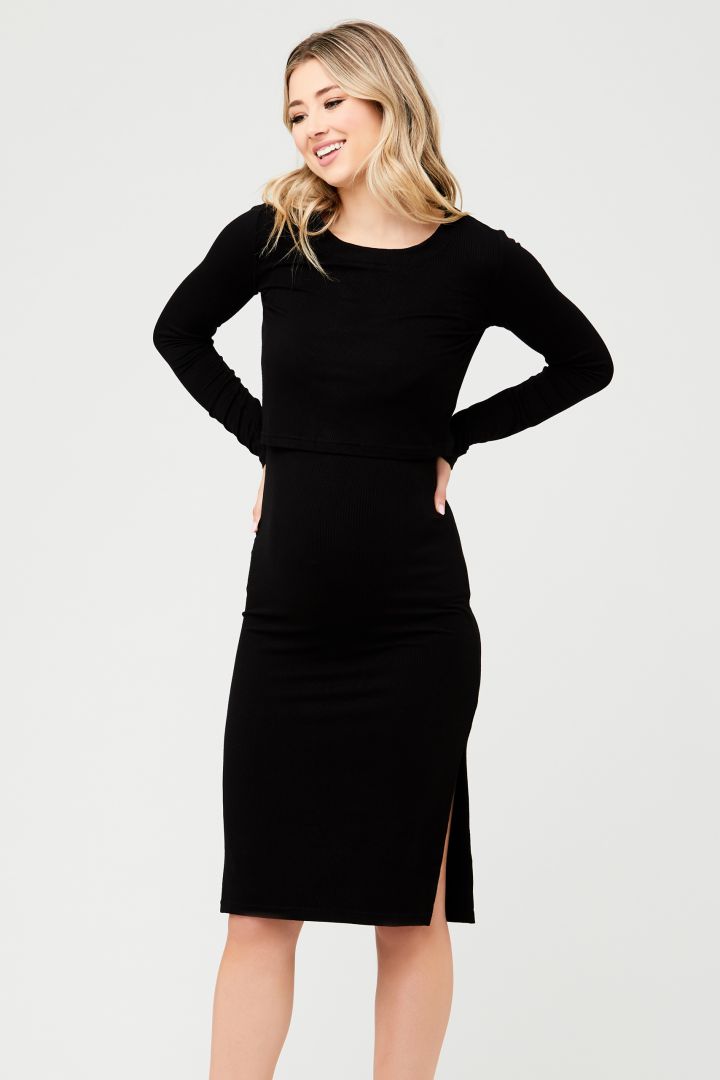 2 in 1 Rippstrick Umstands- und Stillkleid