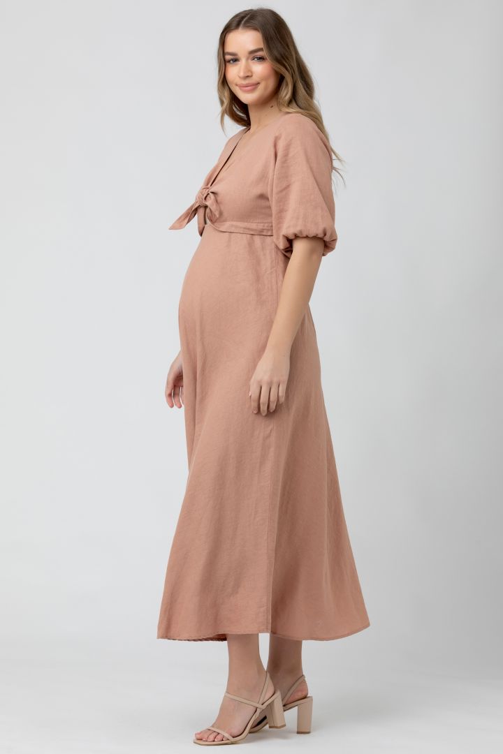 Midi Umstands- und Stillkleid zum Binden