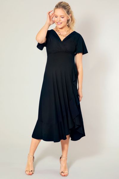 Wasserfall Midi Umstands- und Stillkleid schwarz