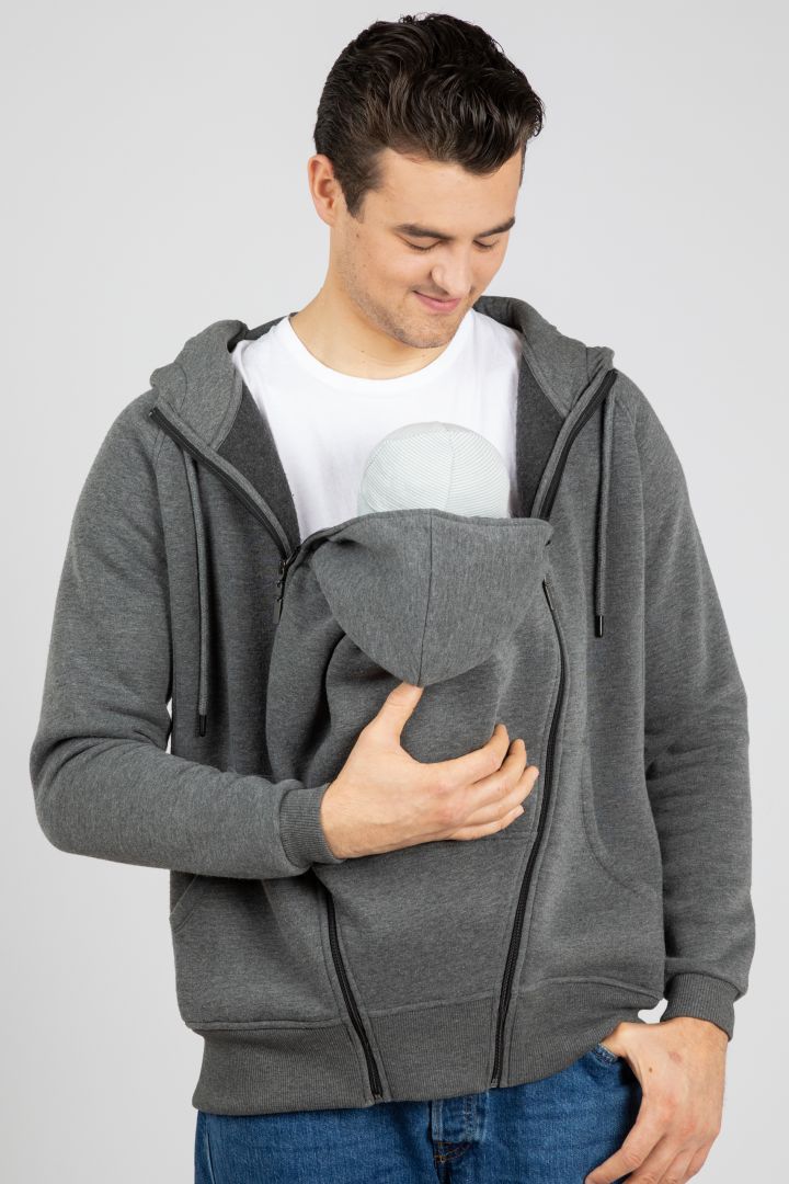 Papa Hoodie und Tragejacke grau