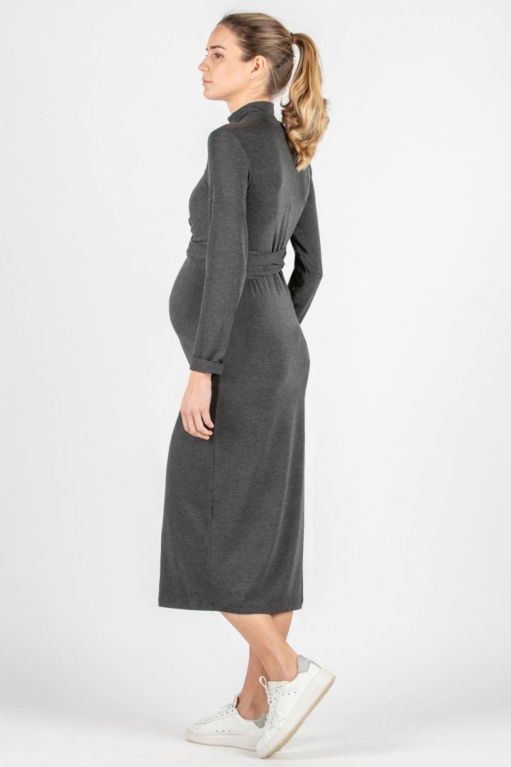 Midi Umstands- und Stillkleid in Wickel-Optik