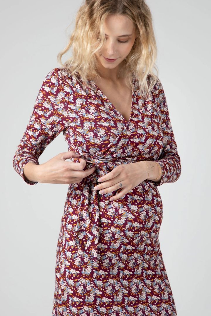 Maxi Maternity and Nursing Dress with Floral Print