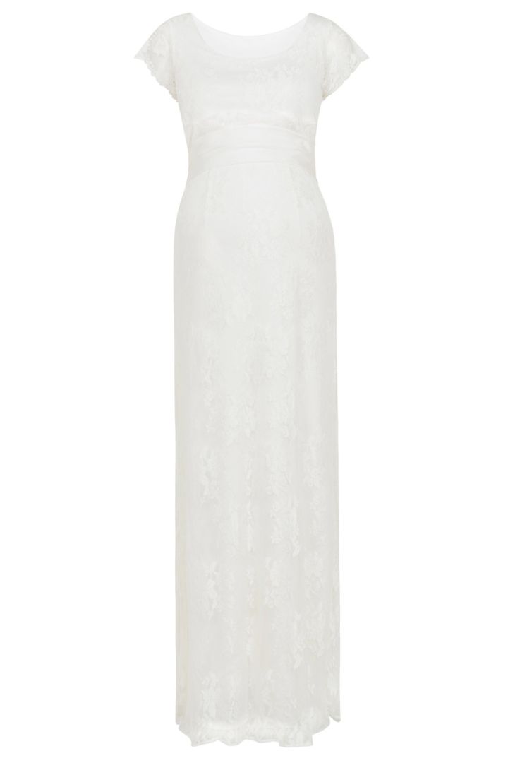 Spitzen Umstands- und Stillbrautkleid mit Schärpe lang