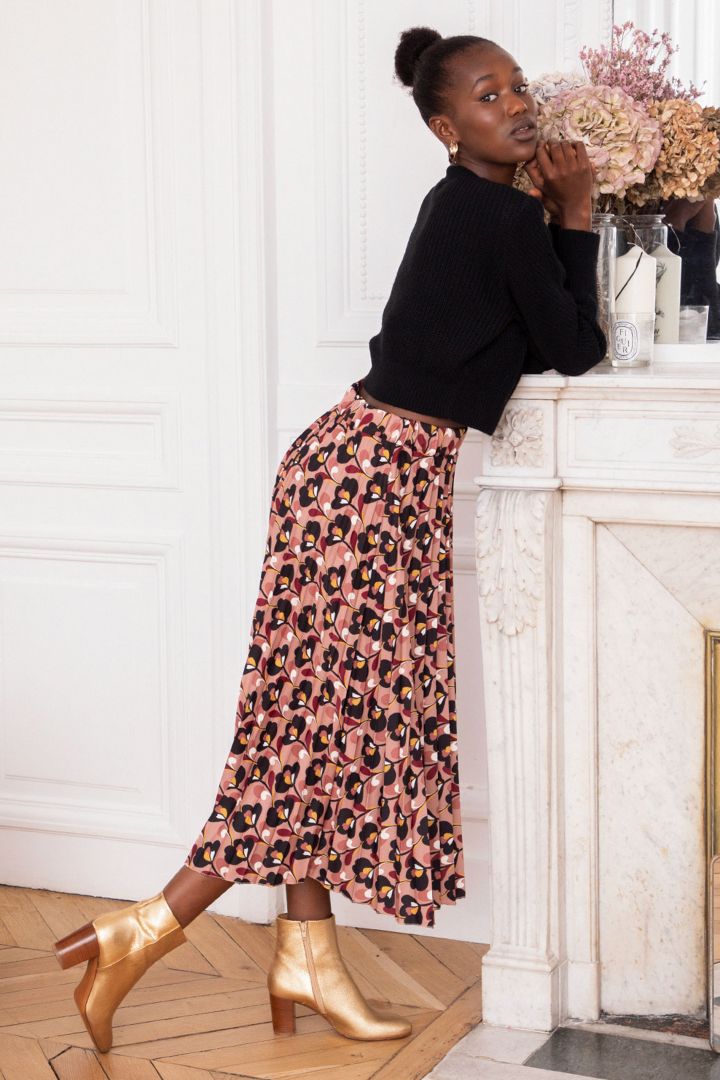 Umstands-Faltenrock mit elastischer Taille rosa