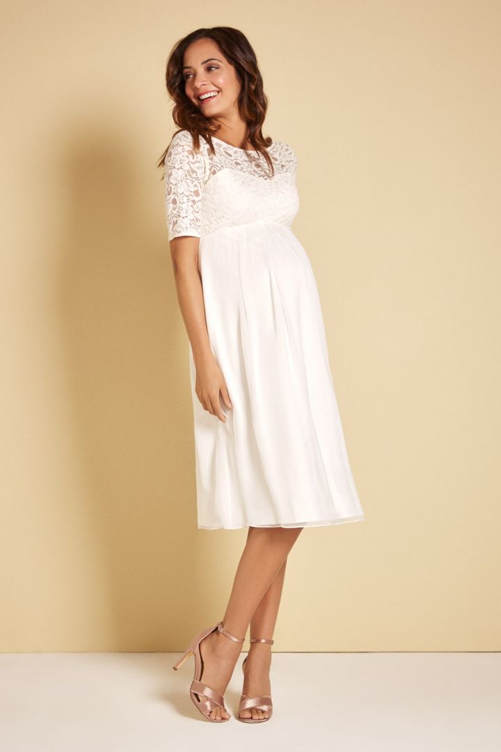 Umstandsbrautkleid mit Seidenrock elfenbein