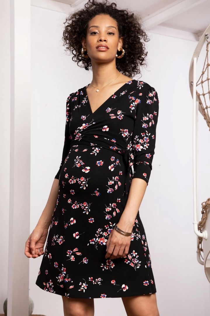 Maternity and Nursing Dress with Floral Print