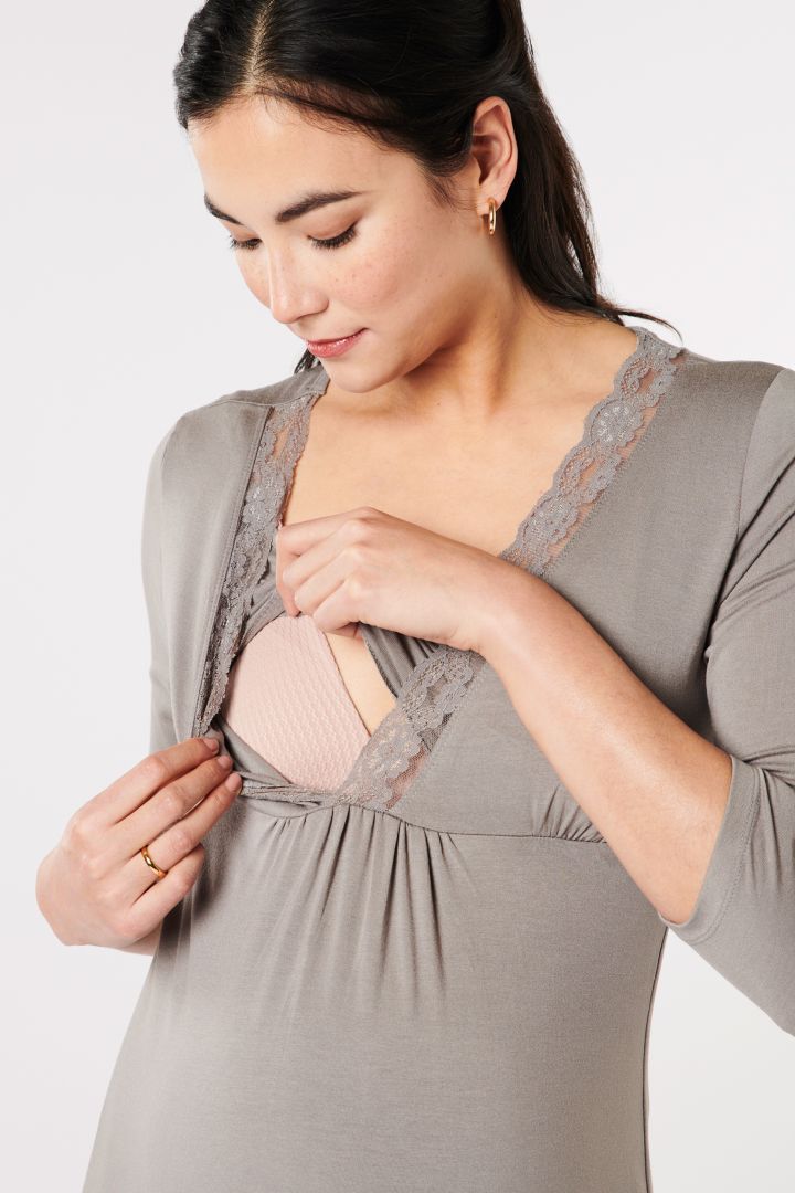 Modal Umstand- und Stillnachthemd mit Spitze