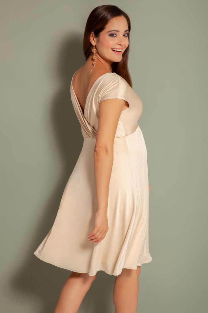 A-Line Umstands- und Stillkleid mit Softglanz champagner