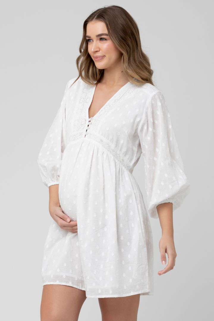 Bohemian Maternity and Nursing Dress with Lace