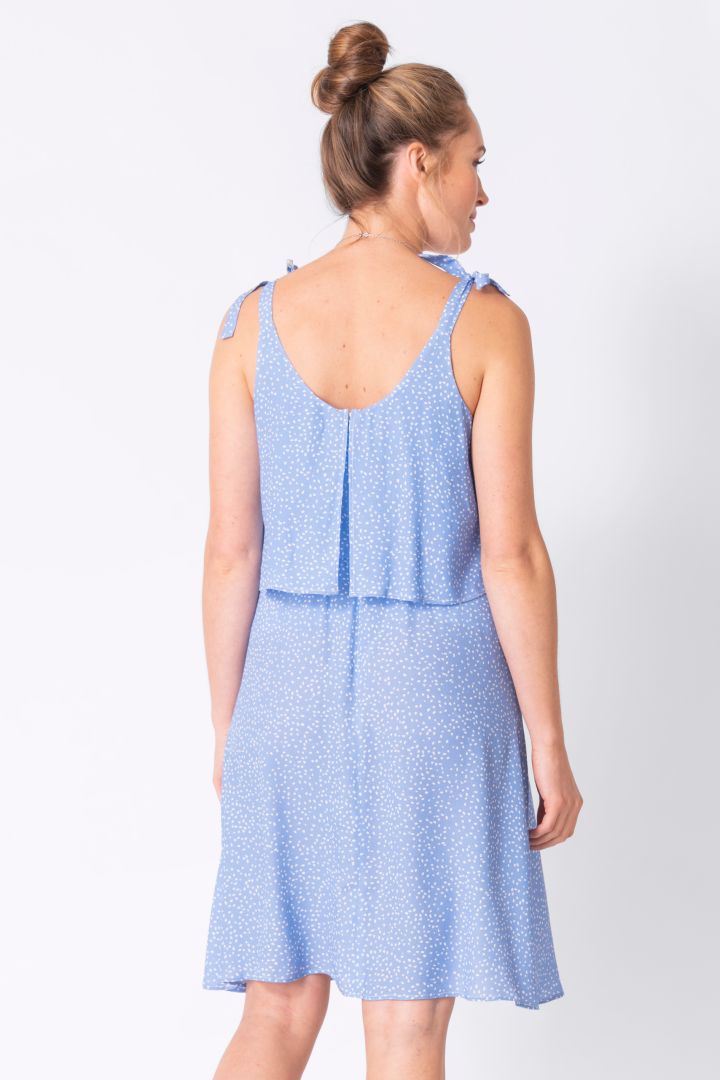 Maternity and Nursing Strap Dress with Polka Dot Print