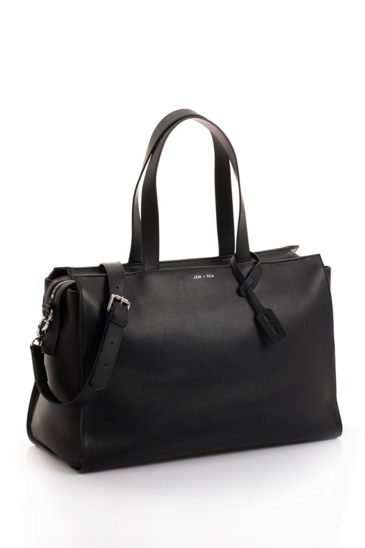 Satchel Wickeltasche aus Leder schwarz