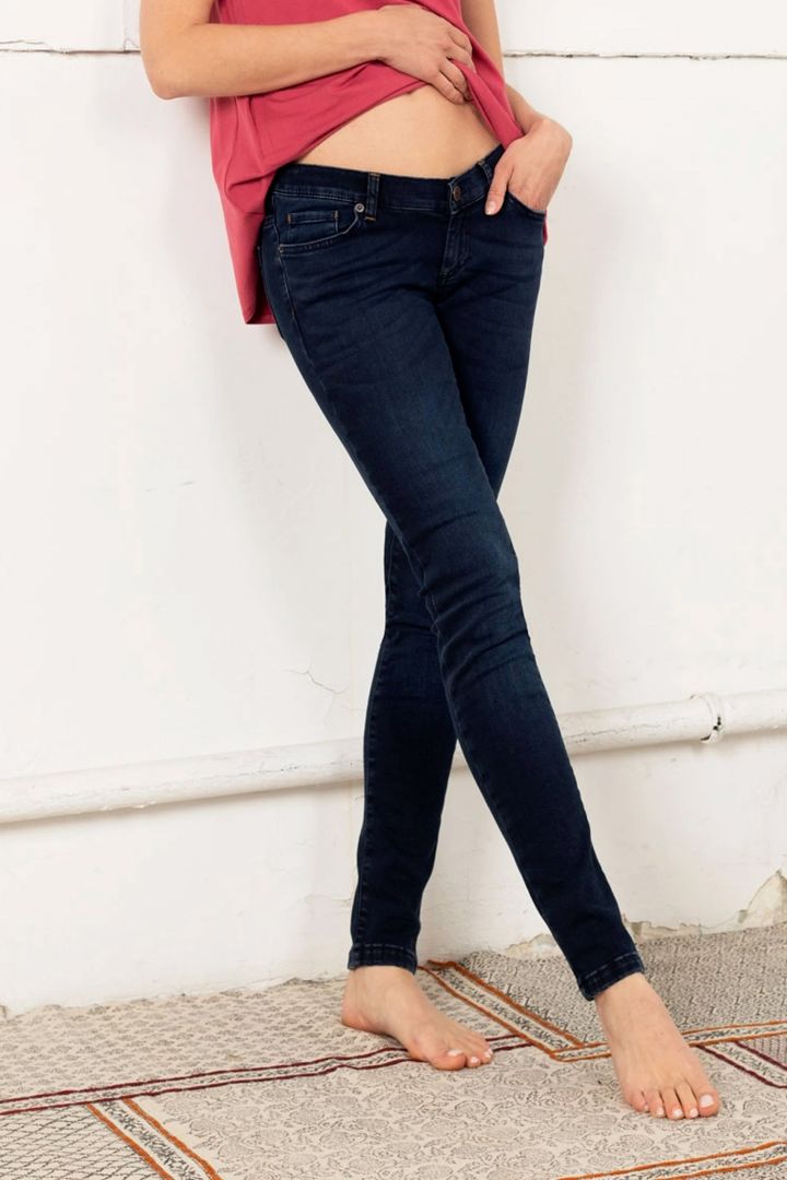 Umstandsjeans mit abnehmbarem Bauchband dark denim