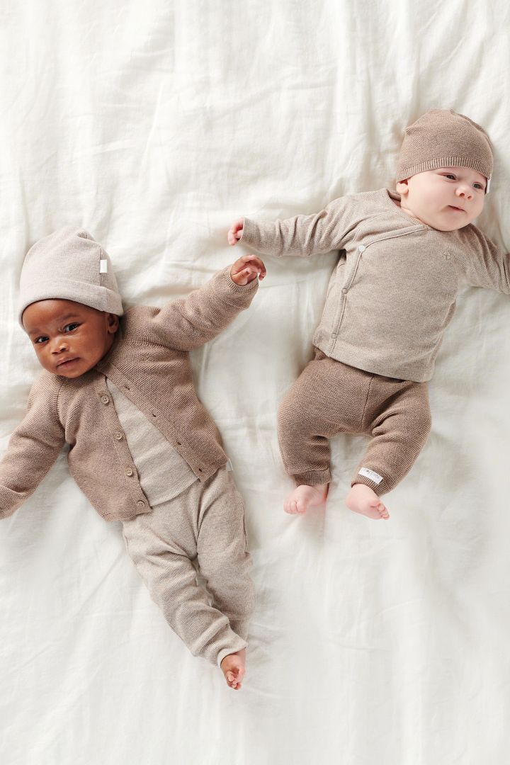 Rib Knit Baby Trousers taupe