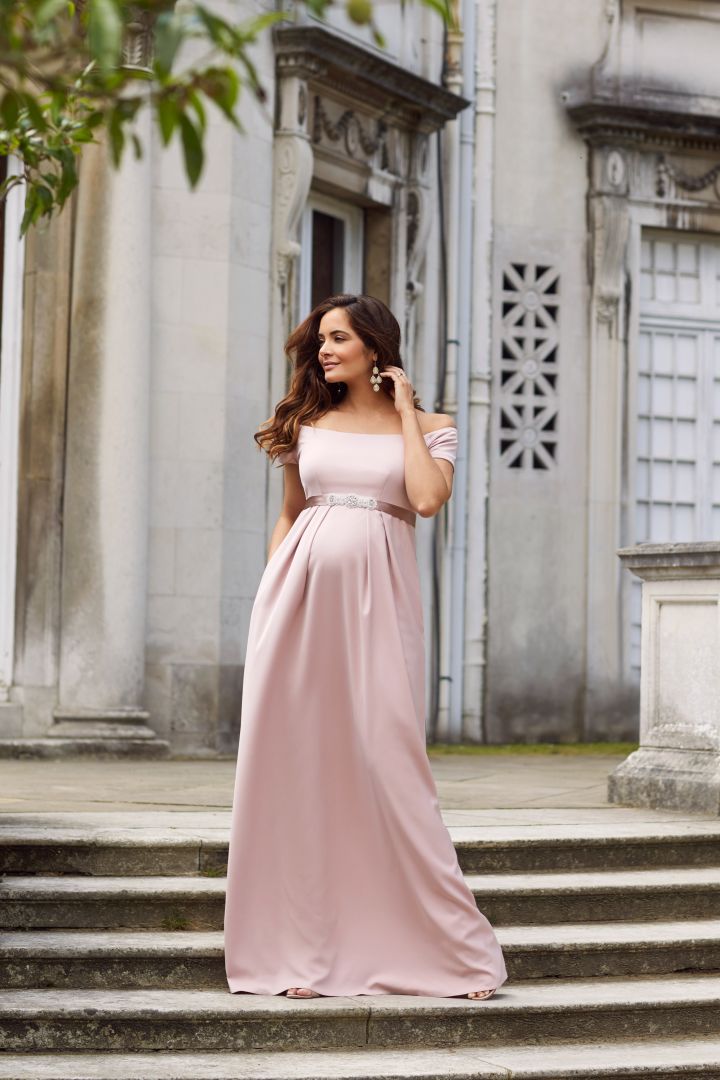 Umstandsrobe mit U-Boot Ausschnitt Mellow Rose