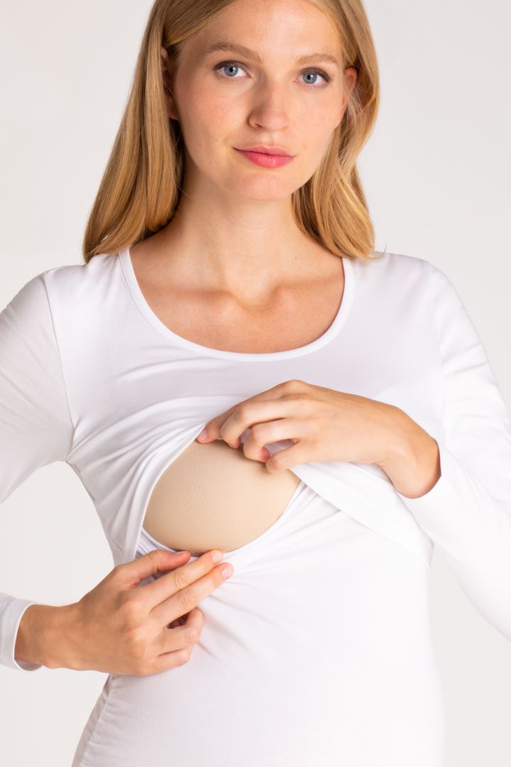 Umstands- und Stillshirt aus Bio-Baumwolle weiß
