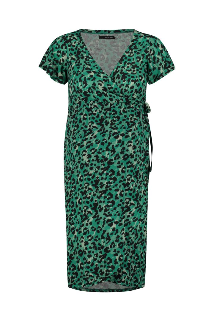 Maternity and Nursing Wrap Dress Leopard