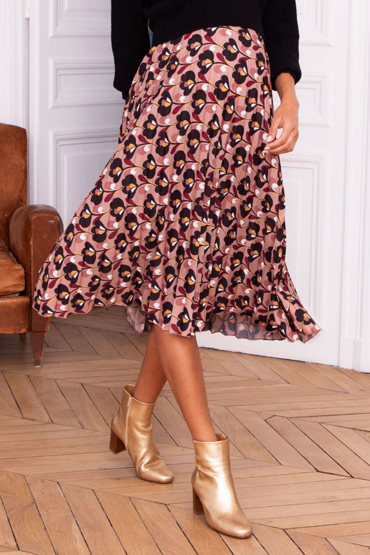 Umstands-Faltenrock mit elastischer Taille rosa