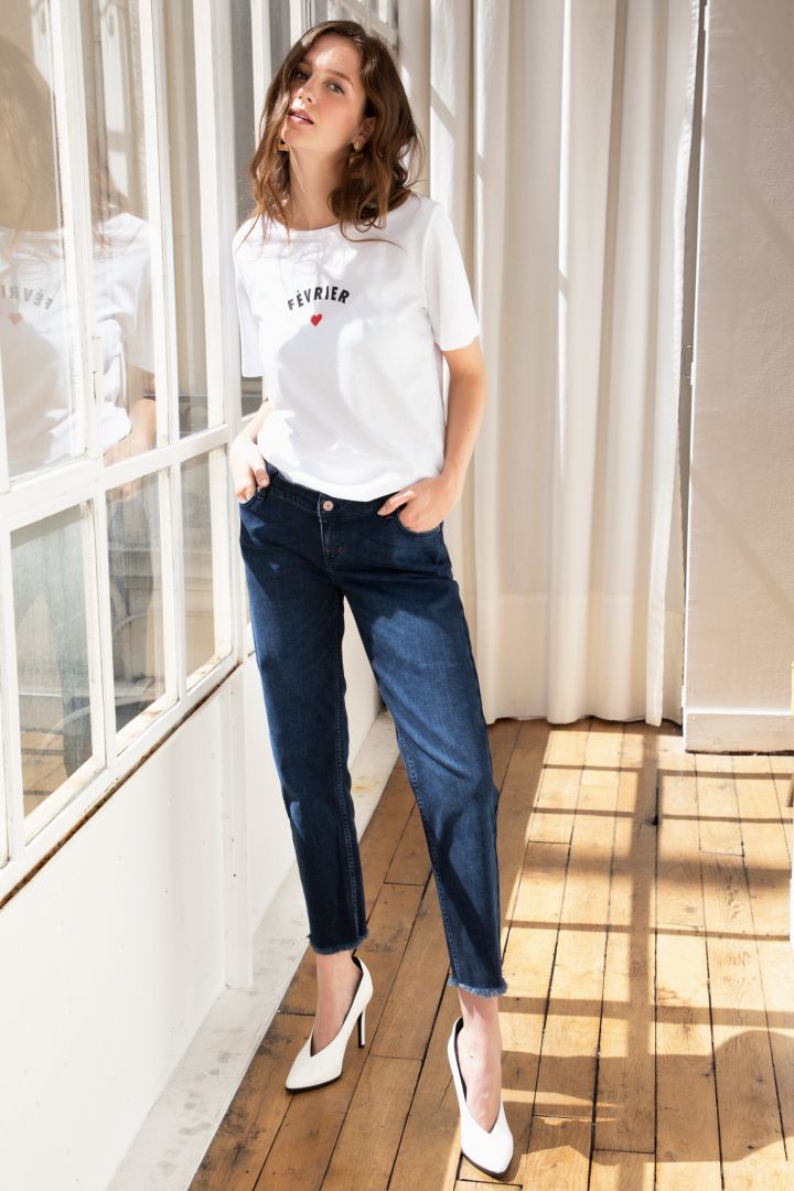 Ankle Umstandsjeans mit abnehmbarem Bauchband