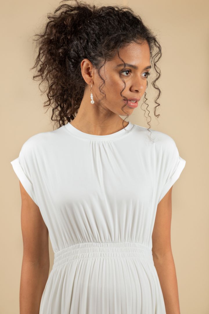 Midi Umstandsbrautkleid mit Plissees