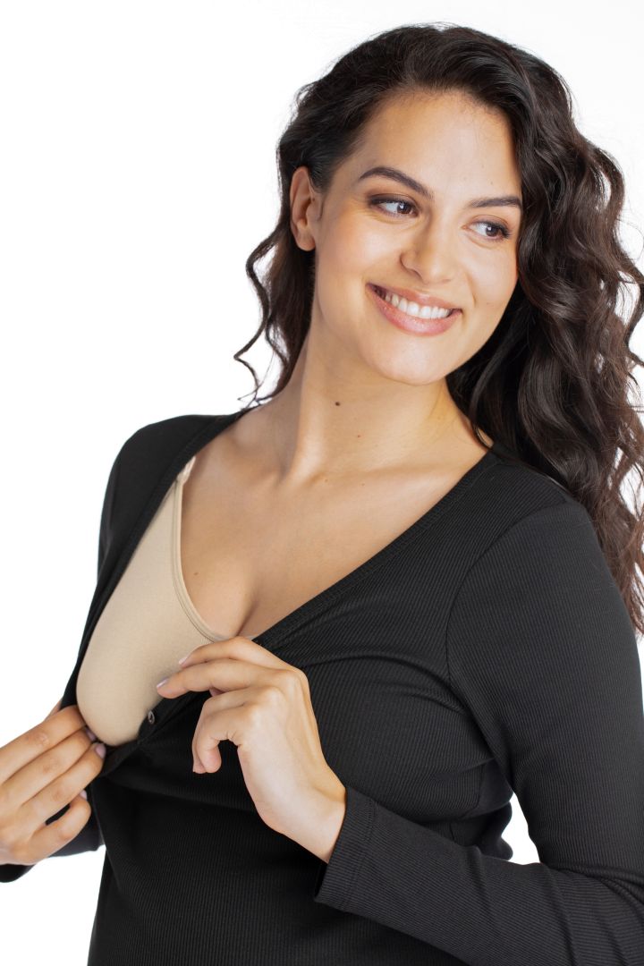 Organic Ribbed Maternity Shirt black