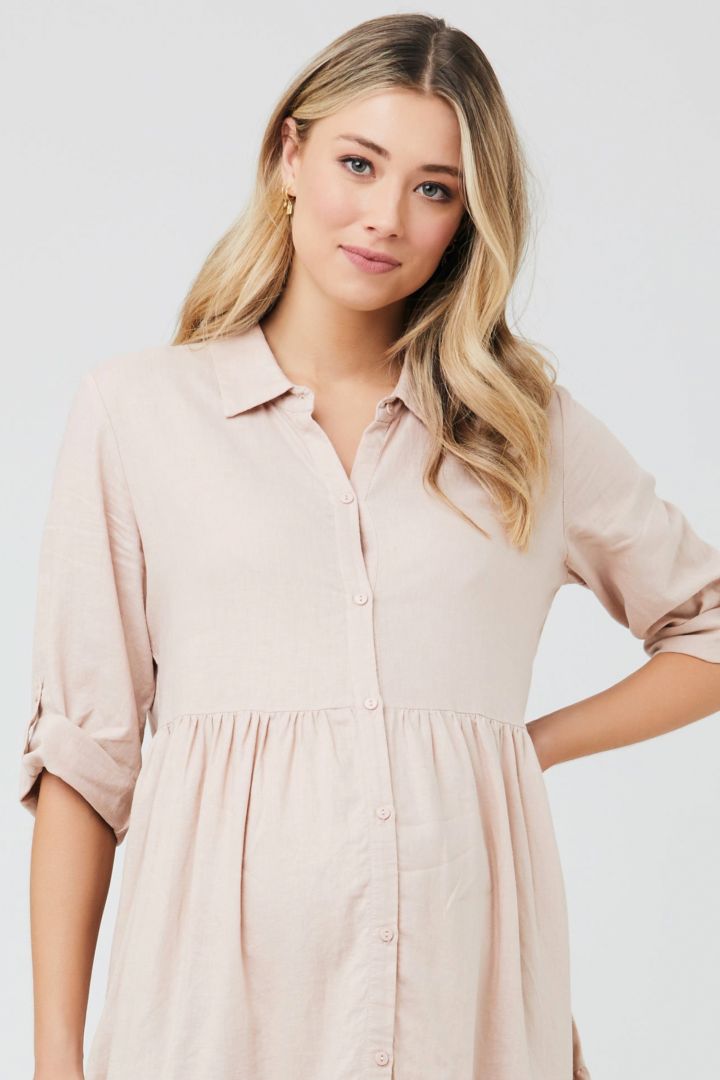 Umstands- und Still-Tunikakleid mit Knopfleiste peach