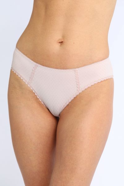 Umstandsslip mit Pünktchen und Spitze light almond