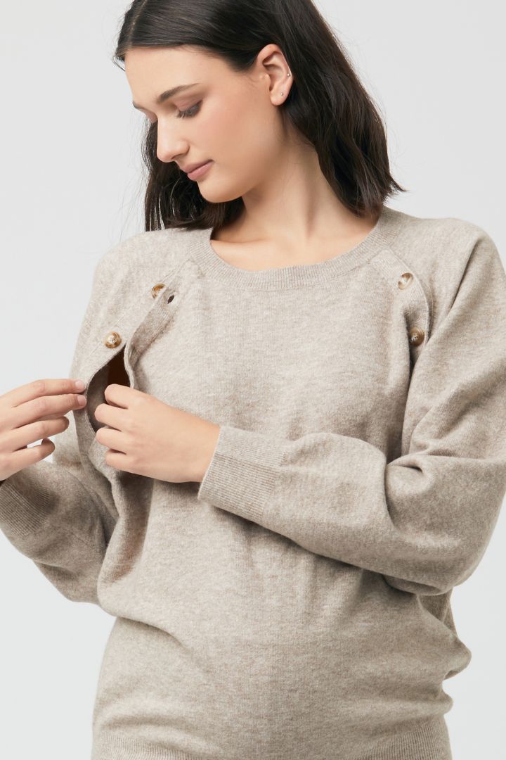 Umstands- und Stillpullover mit Knöpfen