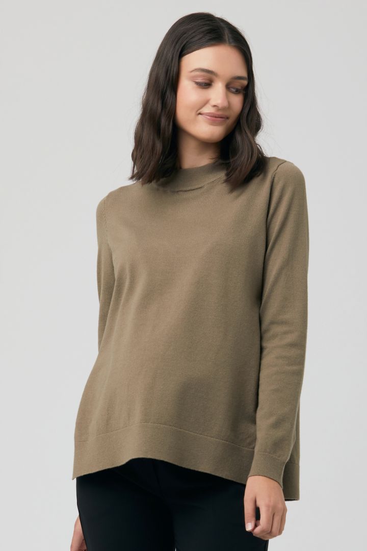 2 in 1 Umstandspullover und Shirt mit Stillöffnung olive