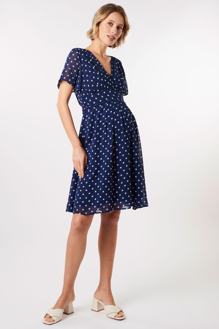 Chiffon Maternity and Nursing Dress with Dots