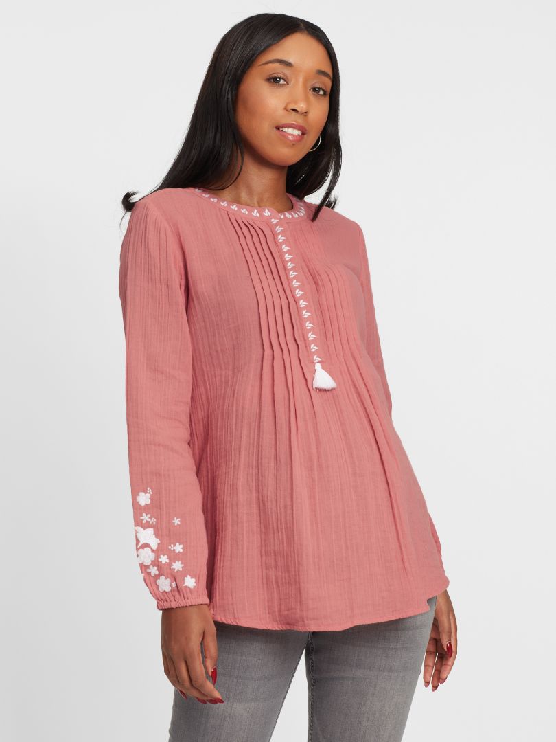 Umstands- und Stilltunika mit Biesen