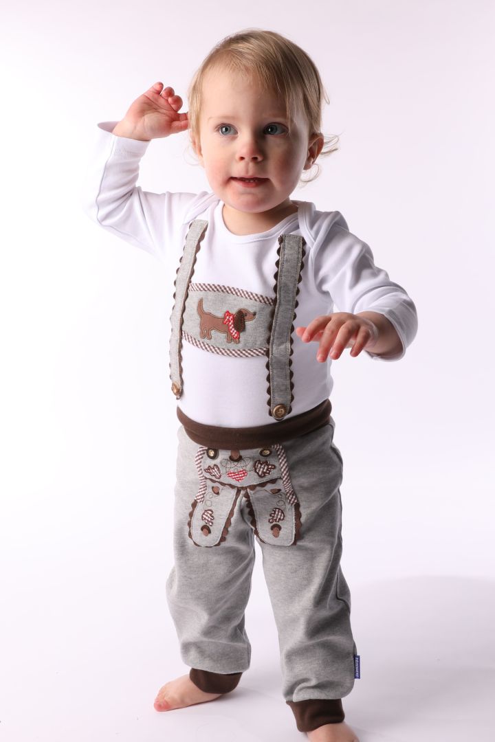 Trachten Body mit Hosenträgeroptik Dackel