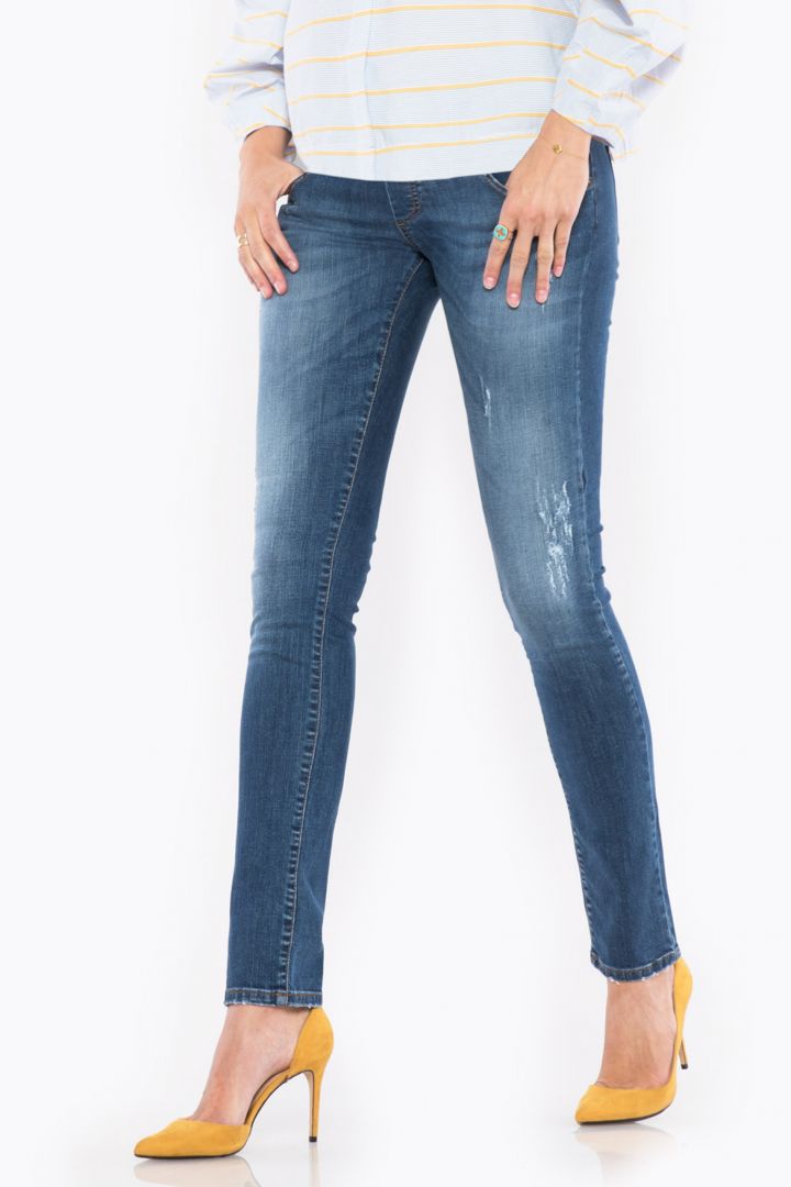 Slim Fit Unterbauch Umstandsjeans denim
