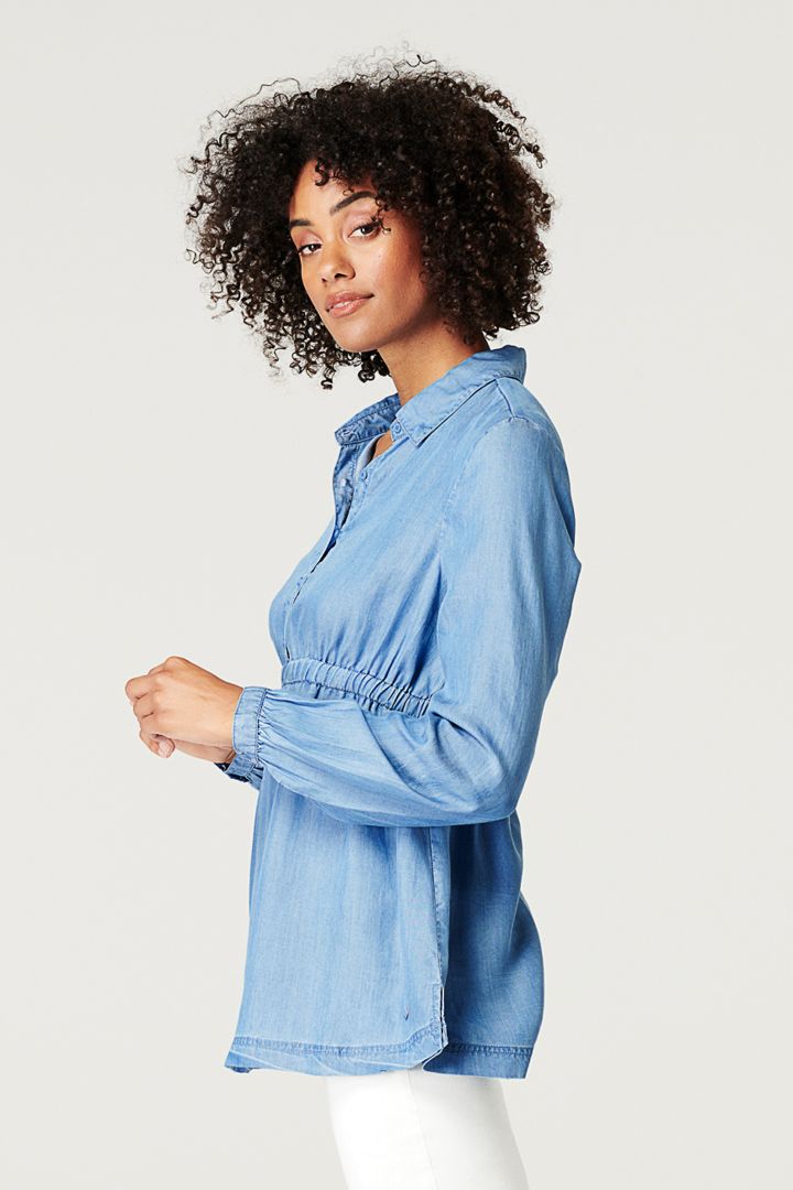 Tencel Maternity and Nursing Tunic Denim-Style