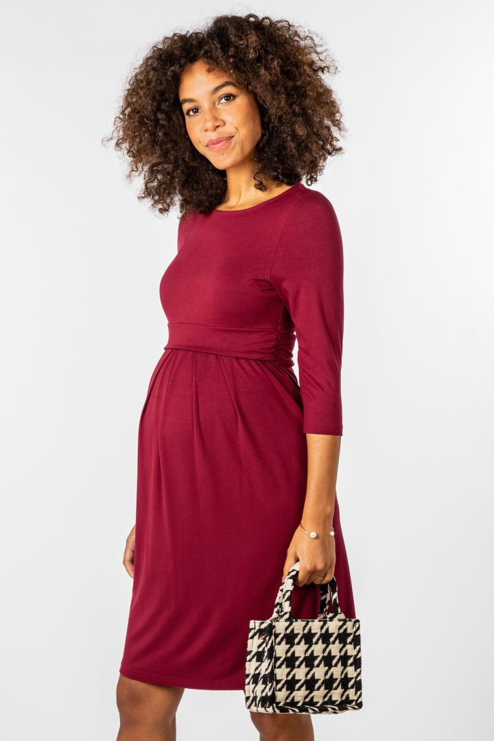 Ecovero Rundhals Umstands- und Stillkleid bordeaux