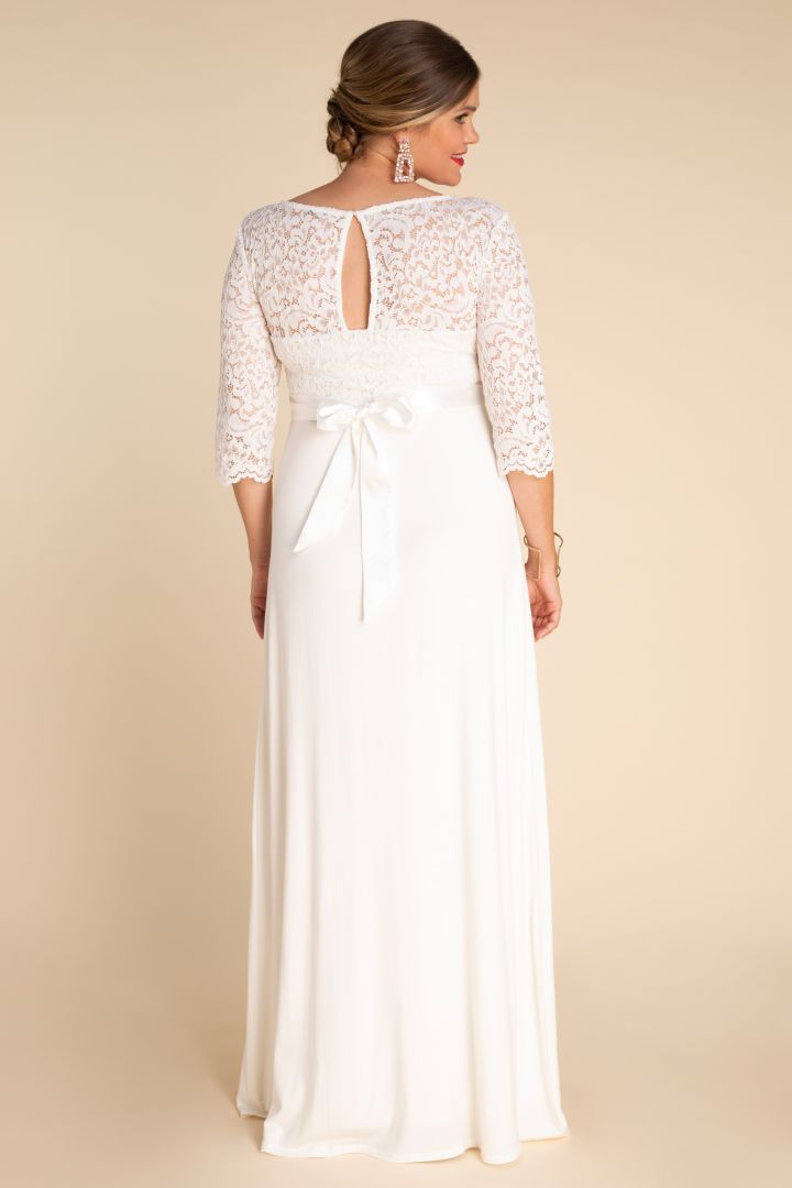 Plus Size Umstandsbrautkleid mit Rückenausschnitt lang