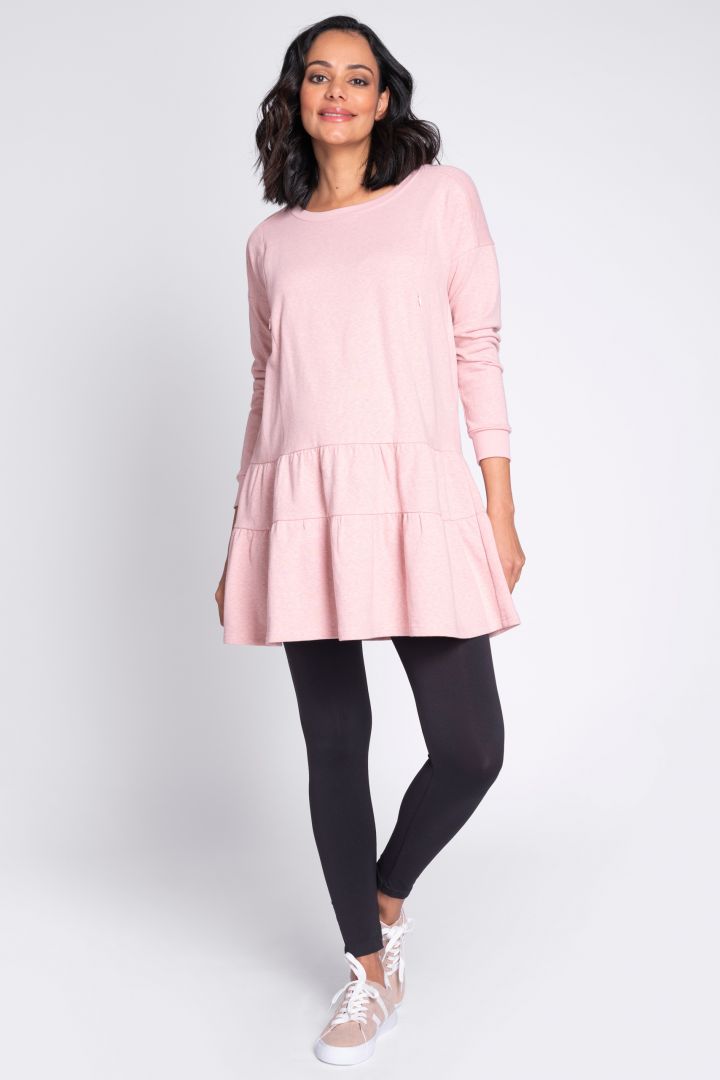 Maternity and Nursing Dress with Tiered Skirt